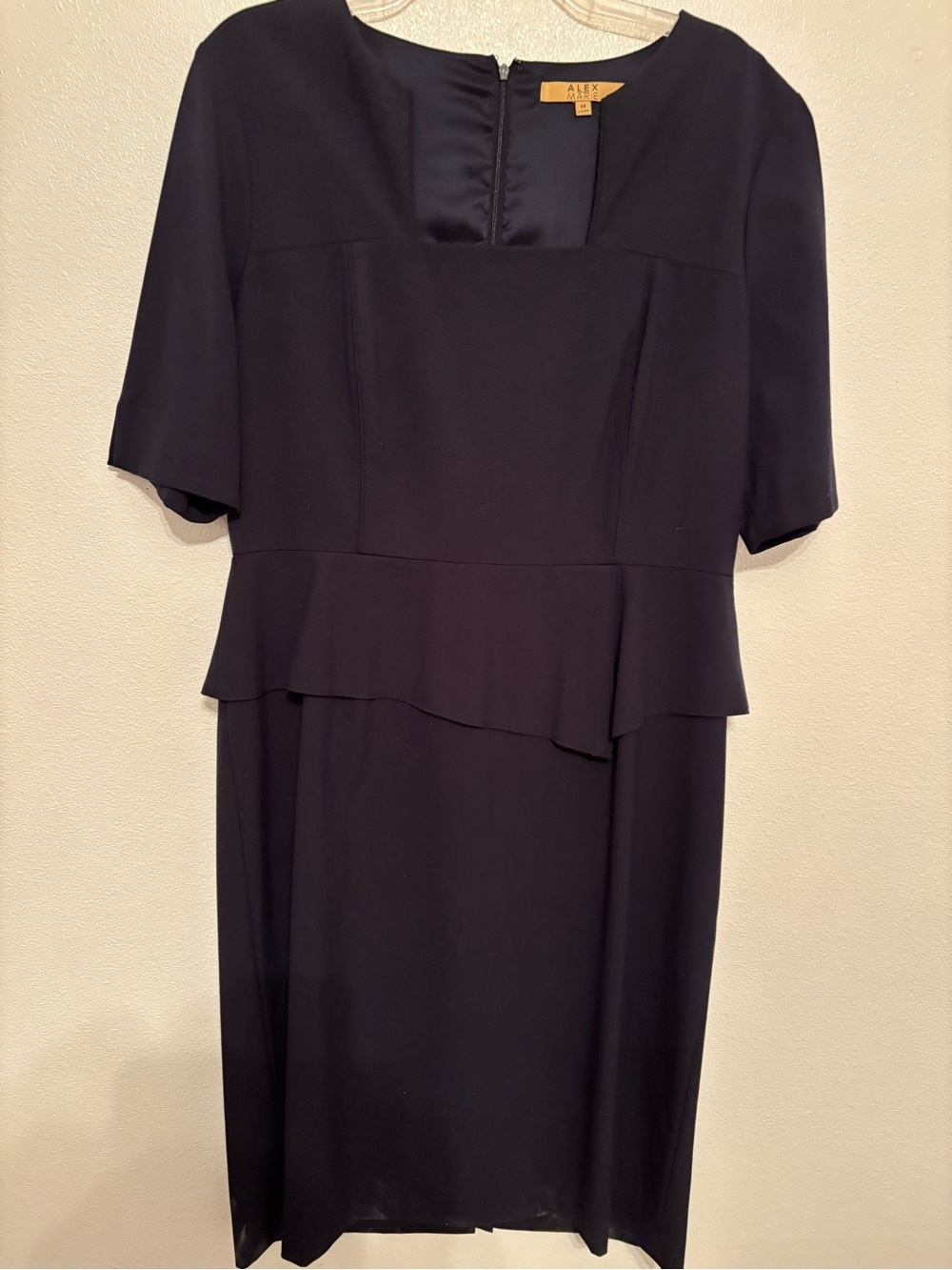 Alex Marie Navy Peplum Sheath Dress 14